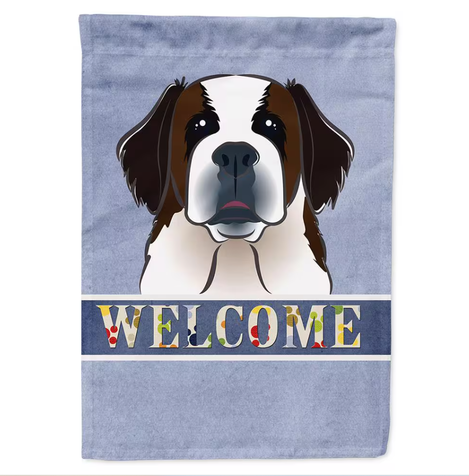 11 In. X 15-1/2 In. Polyester Saint Bernard Welcome 2-Sided 2-Ply Garden Flag