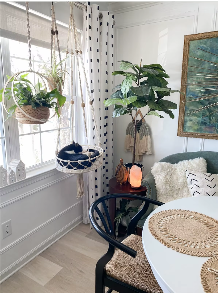 Pet Cat Hammock Swing Bed Bohemian Handwoven Tapestry Cotton Macrame for Home Bedroom Decoration Wall Hanging without Mat
