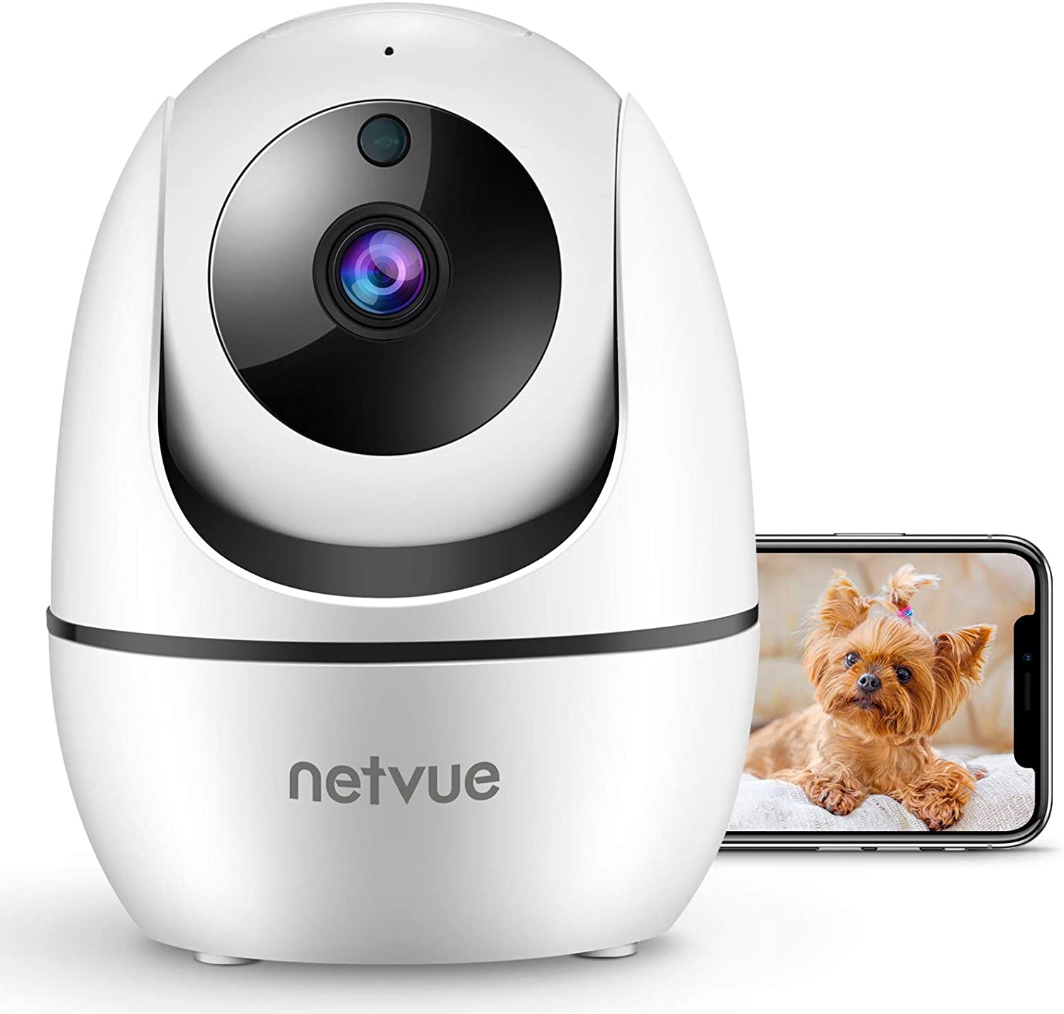 Indoor Camera, 1080P FHD 2.4Ghz Wifi Pet Camera, Home Camera for Pet/Baby, Dog Camera 2-Way Audio, Indoor Security Camera Night Vision, AI Human Detection, Cloud Storage/Tf Card, White