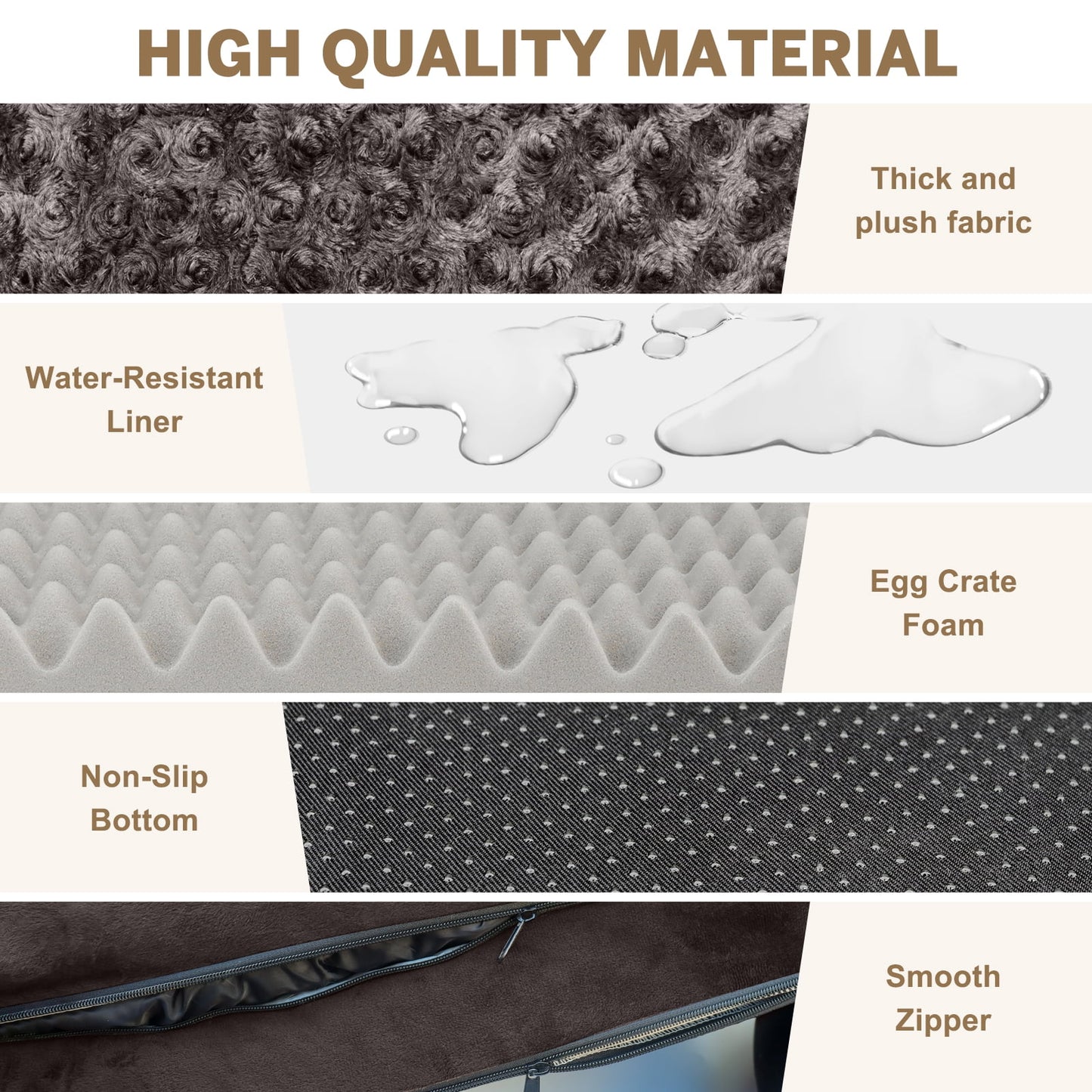 Large Dog Bed for Extra Large Dogs Waterproof Orthopedic Dog Sofa Bed Non Slip Pet Couch with Removable Washable Cover Supportive Foam M to XXL, Brown