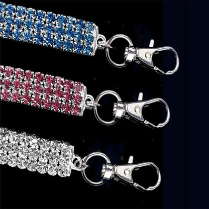 Amazing 3 Rows Rhinestones Necklace Pet Cat Dog Collar Bling Rhinestone Bone Jewelry Party Wedding Accessories,White,M:10-12" Neck