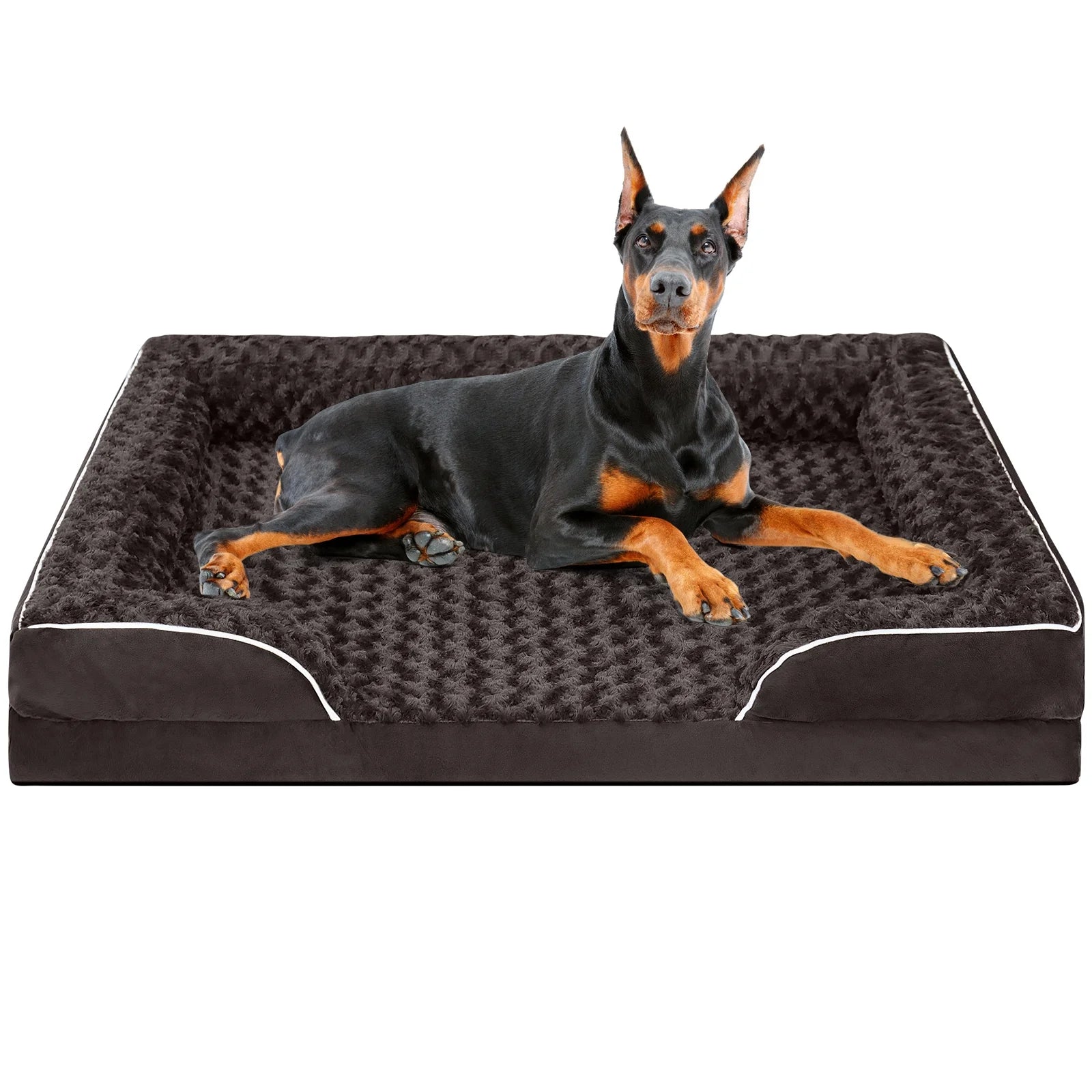 Large Dog Bed for Extra Large Dogs Waterproof Orthopedic Dog Sofa Bed Non Slip Pet Couch with Removable Washable Cover Supportive Foam M to XXL, Brown