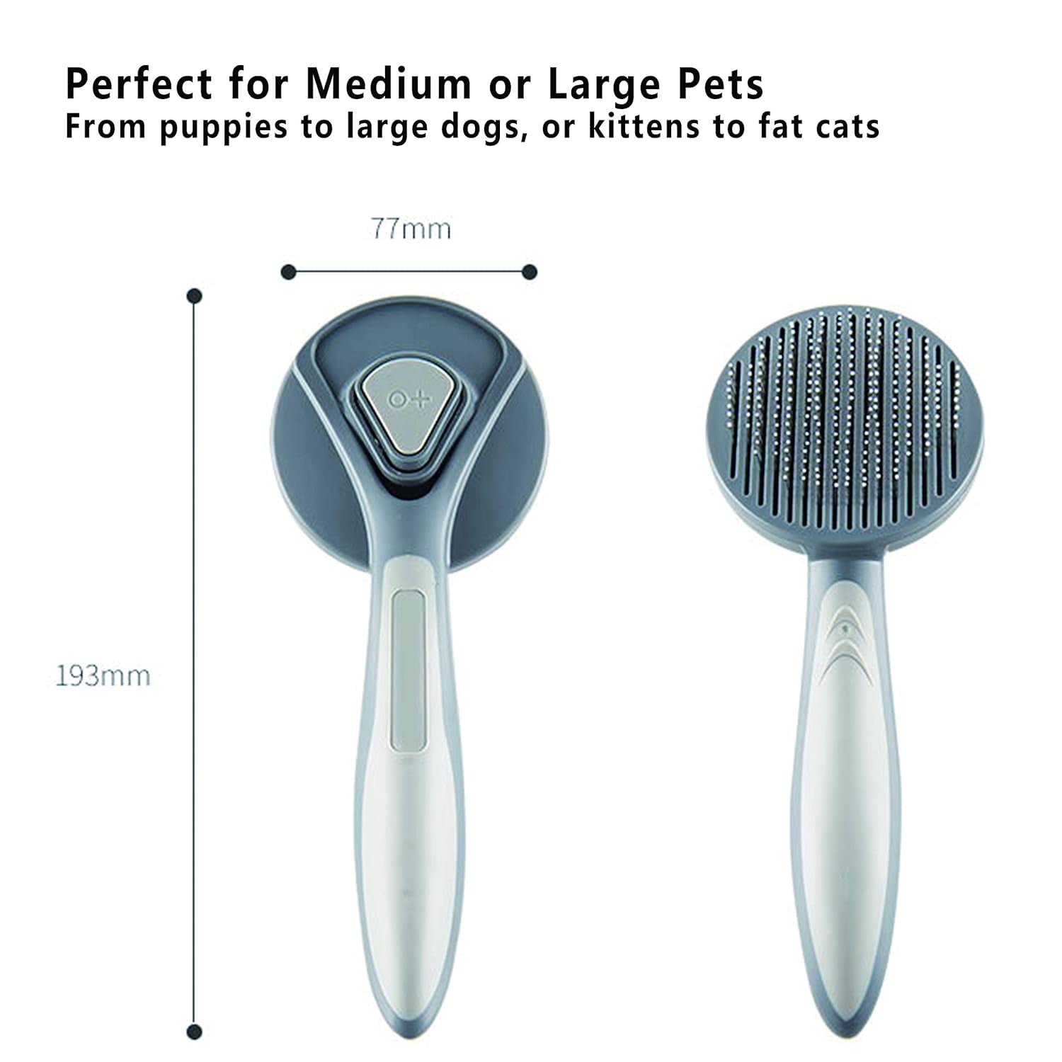 Self Cleaning Slicker Brushes for Dogs Cats Pet Grooming Brush Tool Gently Removes Loose Undercoat-Dog & Cat Will Love with This Grooming Brush (Grey)