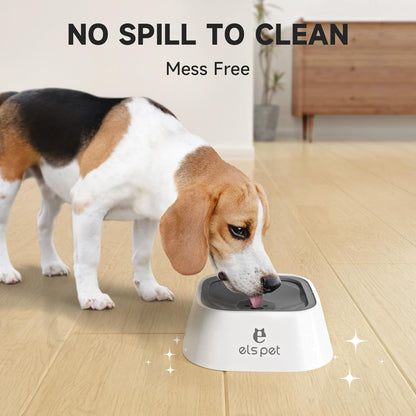 Travel Bowl, No Spill, No Drip Slow Water Feeder/Dispenser for Dogs, Cats, 35Oz/1L (Grey)