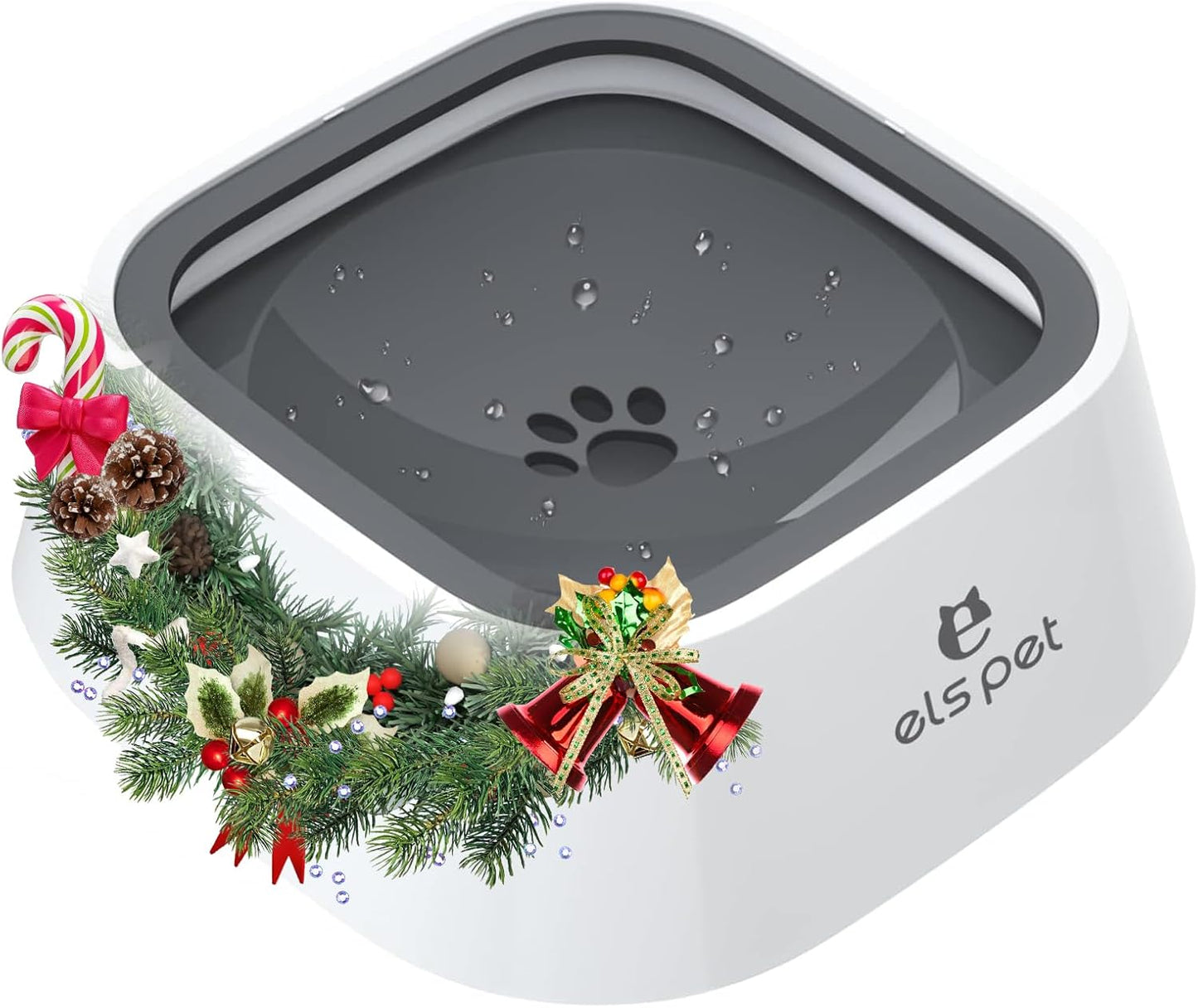 Travel Bowl, No Spill, No Drip Slow Water Feeder/Dispenser for Dogs, Cats, 35Oz/1L (Grey)