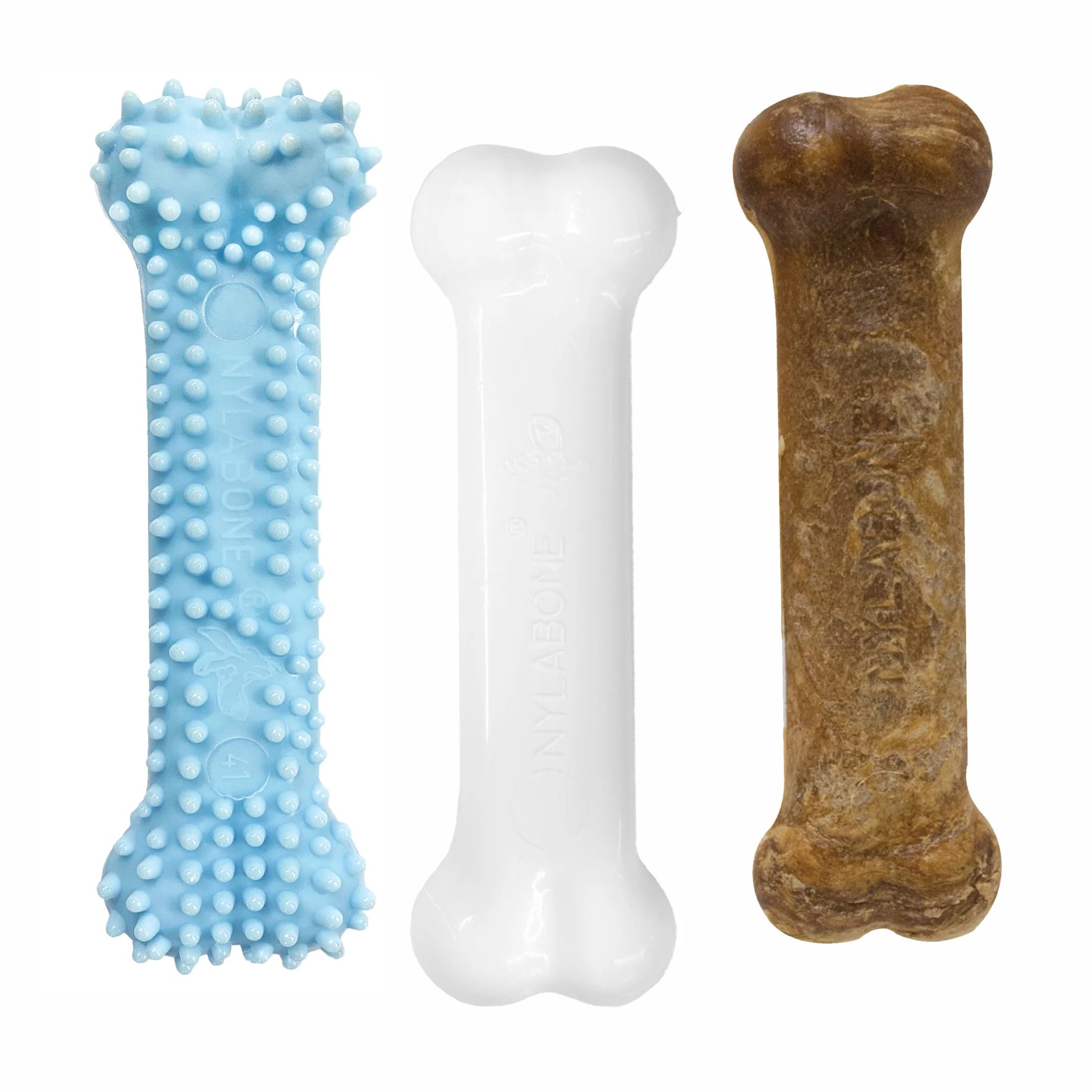 Puppy Chew Starter Kit Chew Toy with Healthy Edibles Chew Treat Chicken & Bacon Blue Small (3 Count)