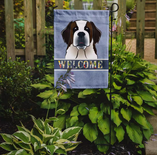 11 In. X 15-1/2 In. Polyester Saint Bernard Welcome 2-Sided 2-Ply Garden Flag