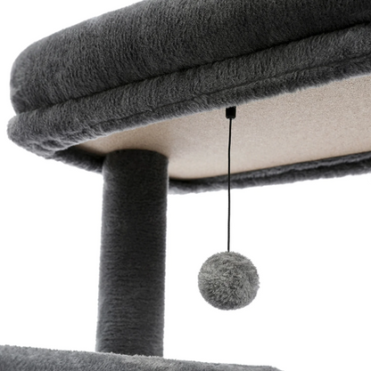 56" Cat Tree for Indoor Cats Cat Condos for Adult Cats with Padded Plush Perch and Cozy Basket Cat Tower for Large Cats , Gray
