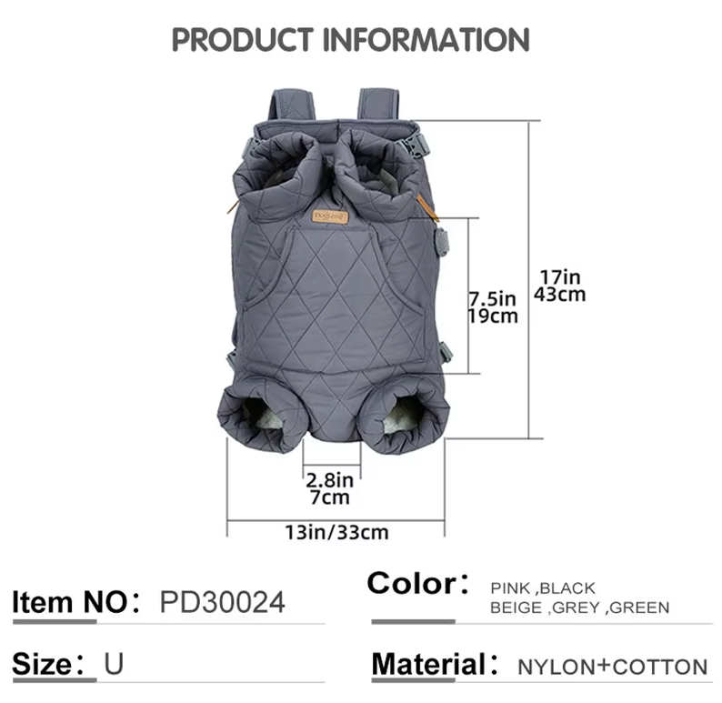 Winter Pet Dog Backpack Thicken Warm Cat Backpack Hands Free Portable Travel Dog Carrier for Small Dogs Windproof Safety Pet Bag