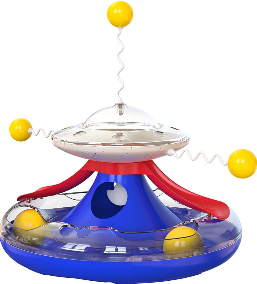 Cat Toy,Interactive Roller Tunnel Cat Toy with Cat Wand Toy for Indoor,Cat Food Dispenser with Toy Balls for Kitten Mental and Physical Motion Exercise (Yellow)