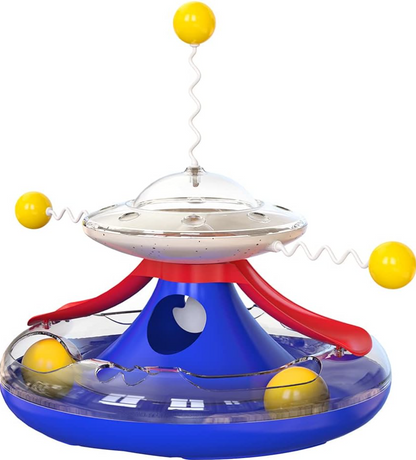 Cat Toy,Interactive Roller Tunnel Cat Toy with Cat Wand Toy for Indoor,Cat Food Dispenser with Toy Balls for Kitten Mental and Physical Motion Exercise (Yellow)